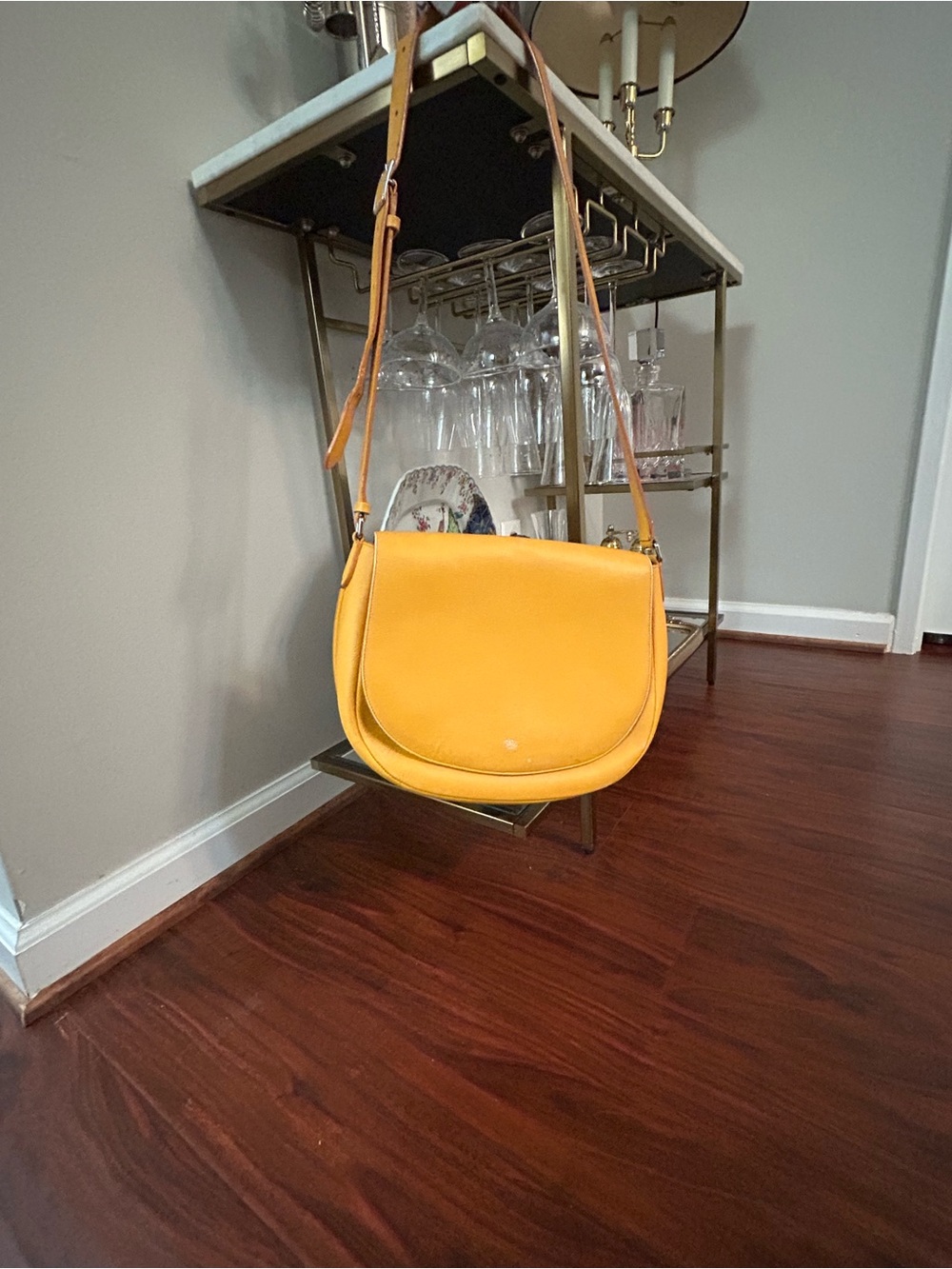 Celine Leather Trotteur in Marigold Yellow